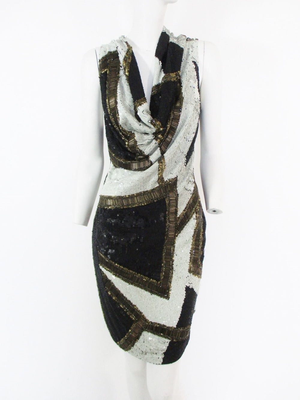 All Saints Sequin Cowl Neck Cocktail Dress